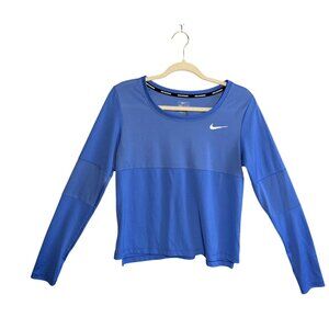 Nike Dri-Fit Long Sleeve Running Sweatshirt Swoosh Medium Blue Sportswear